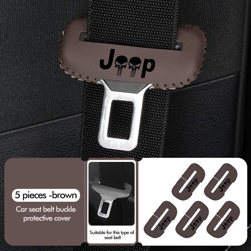 1/2pcs Car Leather Safety Belt Buckle Plug Protective Covers Interior Accessories For Jeep Grand Cherokee Patriot Renegade AMP1