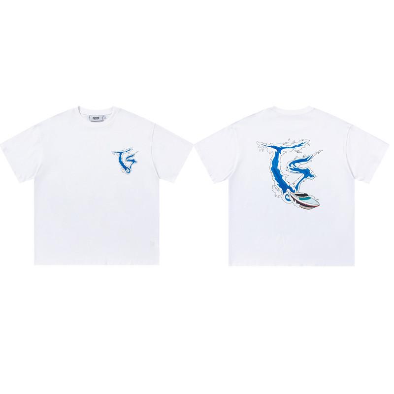 Cross-border new graffiti letter printing European and American street trendy brands loose and versatile casual men's and women's short-sleeved round