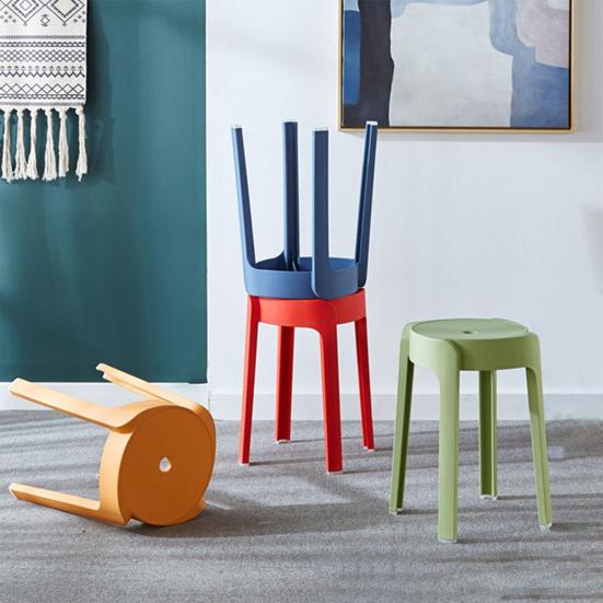 6 шт. Пластиковый табурет Штабелируемый Портативный Круглый Вставной табурет Грузоподъемность 330 фунтов Без спинки Барный стул Сиденье для дома Класса Улицы