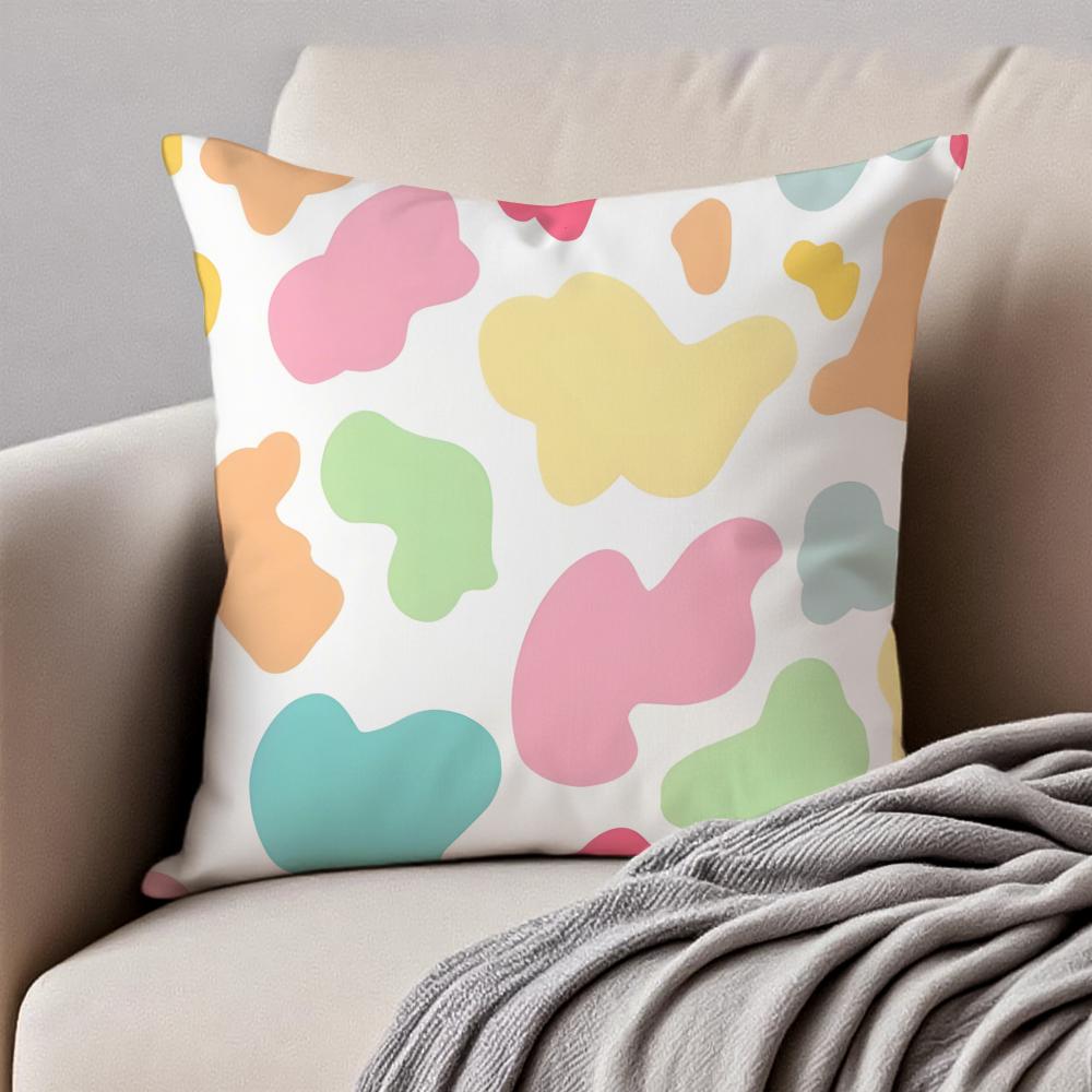 CCow Print Cushion Cover Pillowcase Antidustmite Invisible Zipper Short Plush Sofa Cushion