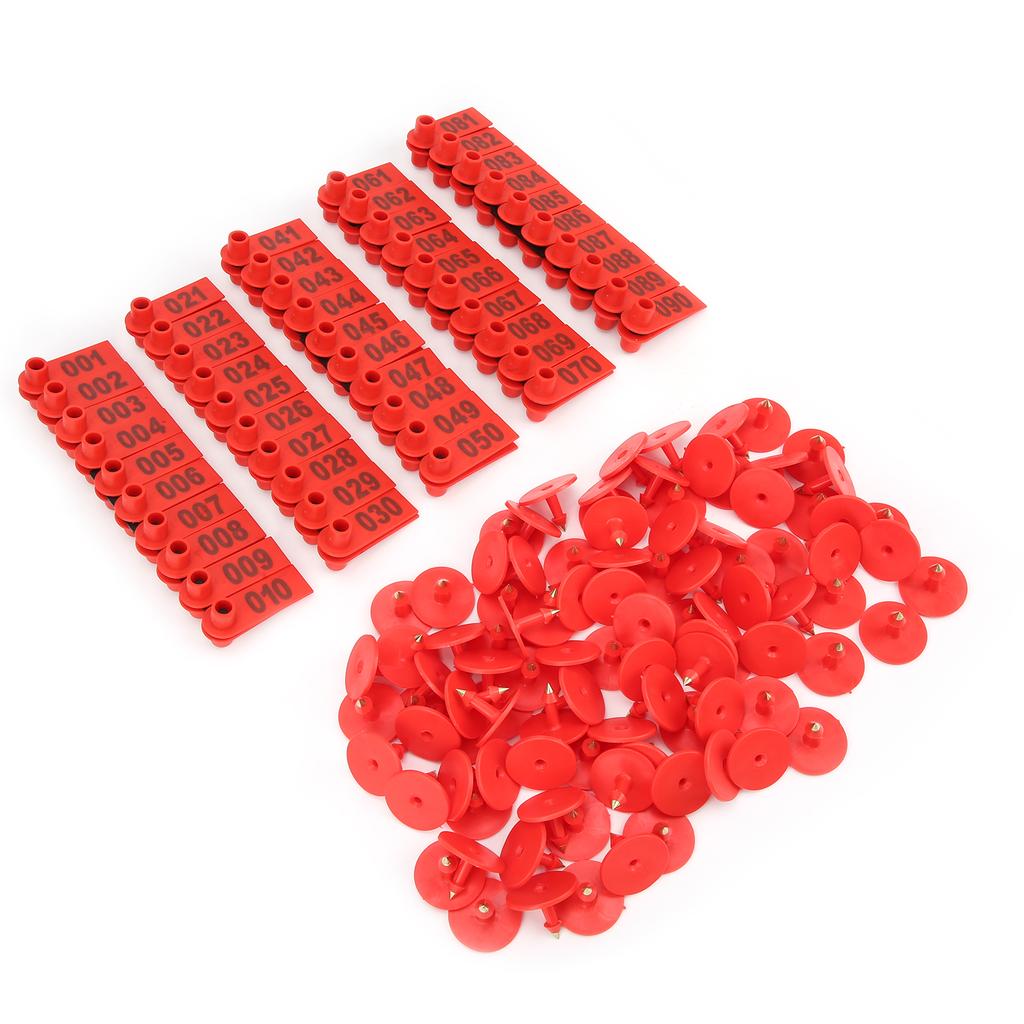 Pig Cattle and Sheep Ear Tag Farm Animal Indentification Card Goat Ear Label 100 PackRed