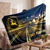 John Deere Flannel Blanket, Custom Name Text Personalized Soft Throw Blanket Home Decor Gift