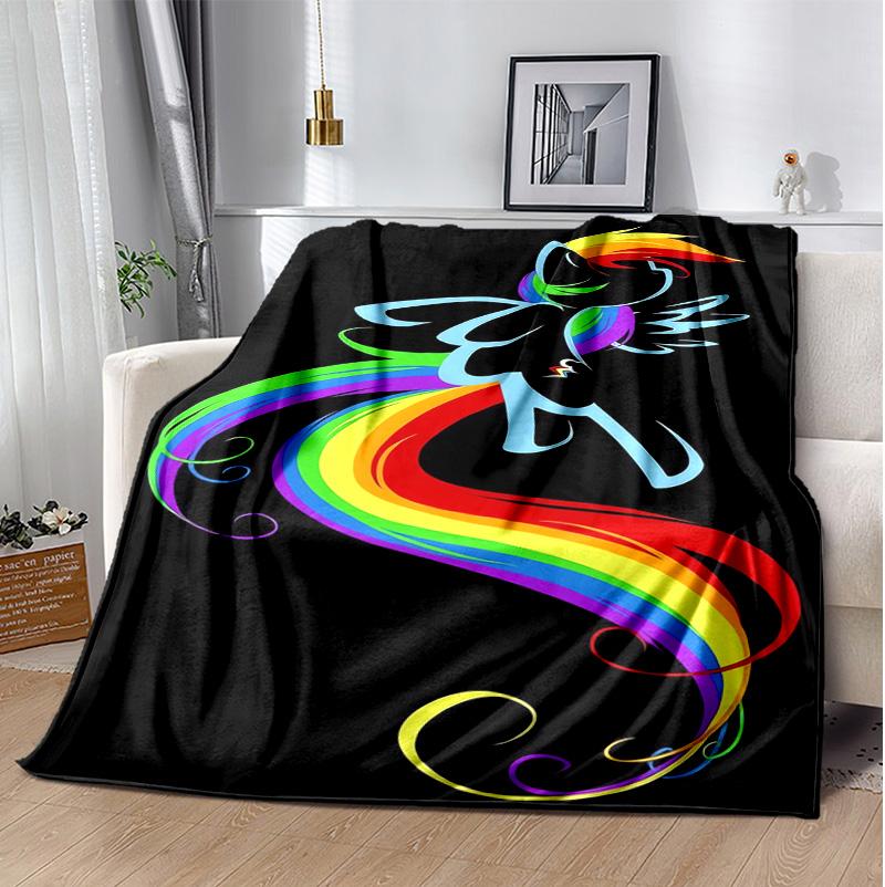 Rainbow Dash Flannel Blanket Soft Warm All-Season Throw, Design for Camping, Car Travel, Hiking Sofa, Bed, Office Perfect Gift for Parties