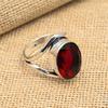 Gorgeous Red Garnet Gemstone 925 Sterling Silver Handmade Ring Jewelry For Gift