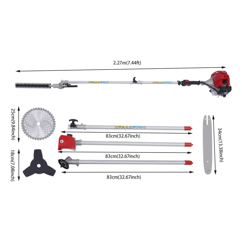 1,4 кВт Газовый мультиинструмент 4-в-1, 2-тактная мотокоса, кусторез, бензопила с удлинительной штангой для сада и двора