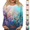 Women's Fashion Casual Long Sleeve  Print Round Neck Top