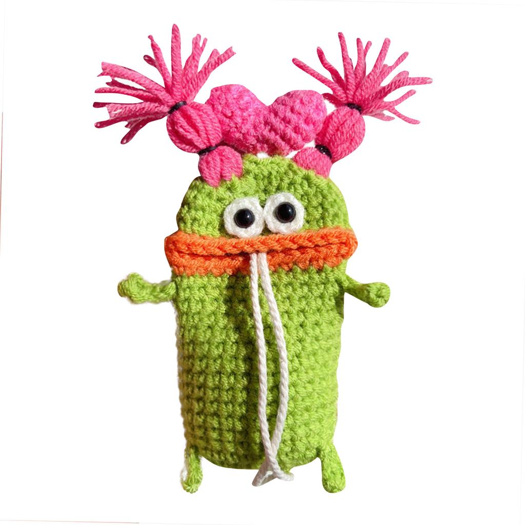 Вязаный крючком чехол/держатель для ключей ручной работы, новинка, вязанный крючком чехол для ключа от машины с носиком в виде колбасы, милый чехол для ключа из пряжи для ручного вязания крючком