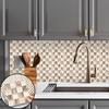 10Pcs Tile Wall Stickers Elegant Plaid Design Self-Adhesive Strong Stickness Heat Resistant Detachable Decoration