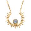 [Q4702] - Gold Plated Necklace 'Cléopatra' Golden Labradorite (sun) - 22x19 Mm