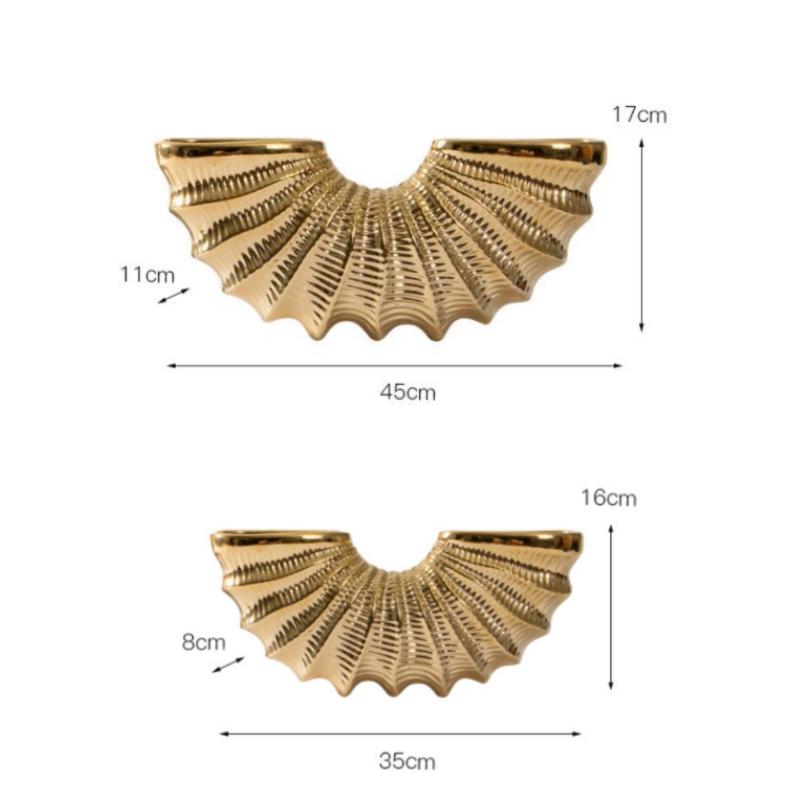 Золотая Раковина Керамическая Ваза Геометрический Полукруг Раковина Аксессуары для Цветочной Композиции Ваза для Цветов Украшение Гостиной