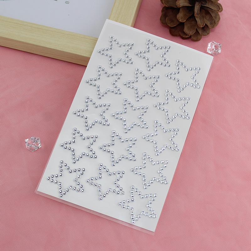 Mixed Shapes Rhinestone Pack White Acrylic Gems Stars Hollow Out Stars Pearls for Crafts DIY Costume Makeup Party Decorations