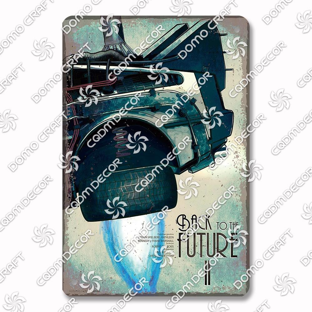 Classic Science Fiction Film Metal Tin Sign, Back To the Future Movie Poster Metal Plates, Cinema Club Cafe Bar Home Wall Decor