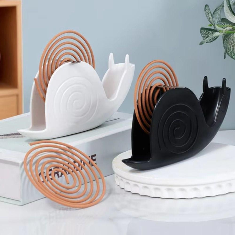 White Black Mosquito Coil Rack Snail Shape Incense Holder Shelf New Ash Storage Rack  Household