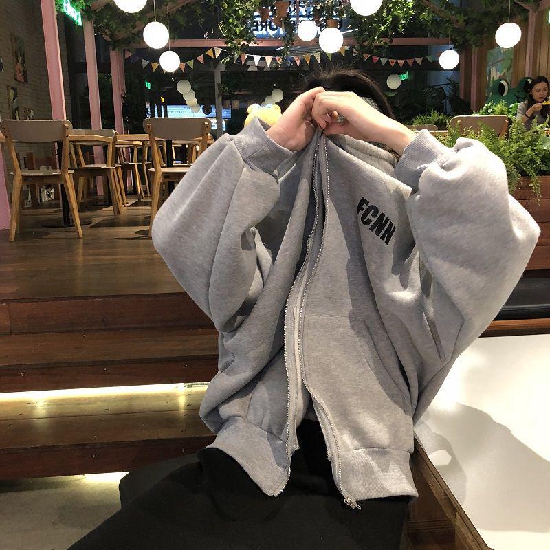 Женский кардиган на молнии с капюшоном из флиса с принтом букв в корейском стиле, осень/зима 2022