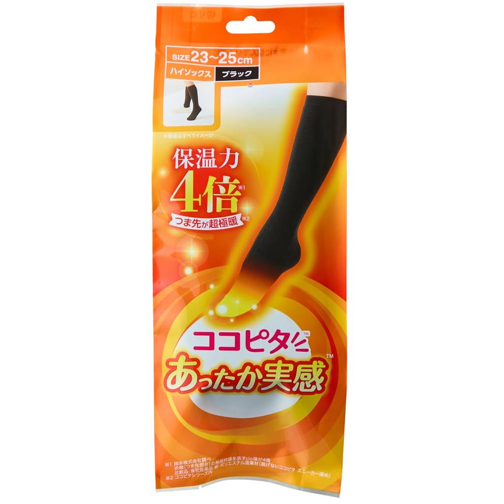 Okamoto Cocopita Warm Solid 1 Размер см Черные Гольфы до колена, Женские, Цвет, Влагоотводящие, Сохраняющие тепло, Теплые, Дезодорирующие, Пара, 21.0 - 23.0