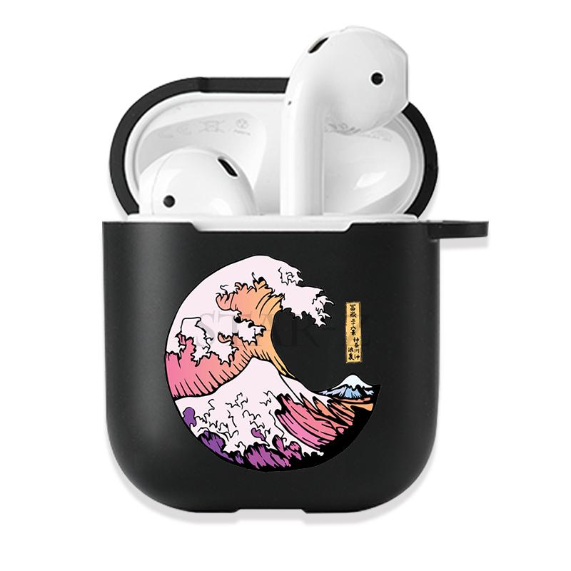 Мягкий черный силиконовый чехол для Apple Airpods Pro 3 2 1 The Great Wave of Kanagawa Bluetooth, беспроводные чехлы для наушников Airpod Cover