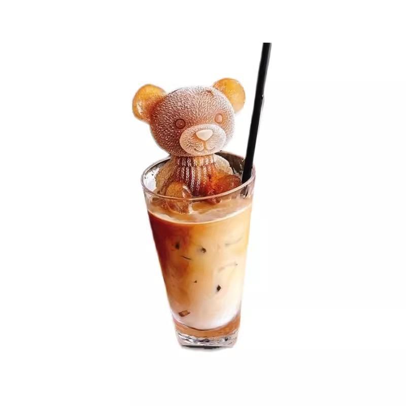 Форма для льда в виде медведя Трехмерный силиконовый лед в виде медведя, шлифующий 3D-молочный чайный напиток, форма для льда в виде медведя в виде виски в виде животного