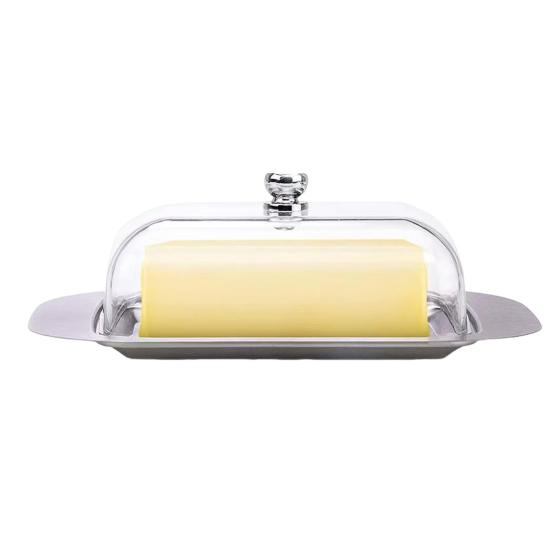 Stainless Steel Butter Box with Lid Airtight Butter Dish for Countertop Fridge Butter Keeper Tray for Cream Cheese