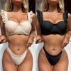 Сексуальное бикини на косточках с оборками и высоким вырезом, женские купальники, женский купальник, комплект бикини из двух частей, купальный костюм для плавания