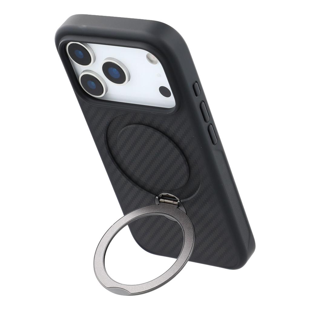 For iPhone 17 Pro Max Case Compatible with MagSafe Kickstand TPU+PC Phone Cover Carbon Fiber Texture