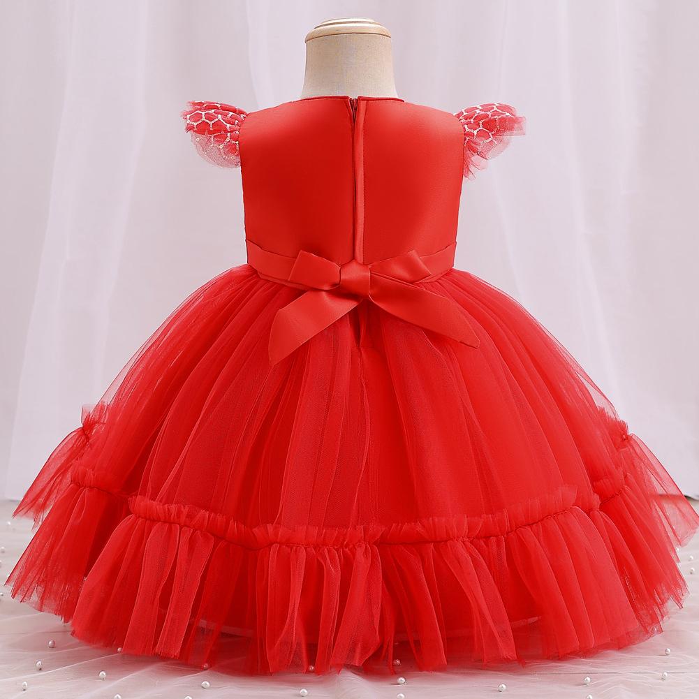 Платья для девочек Платья для крещения на детскую неделю Детские пышные платья для принцесс в сеточку с цветочным принтом в стиле полнолуния