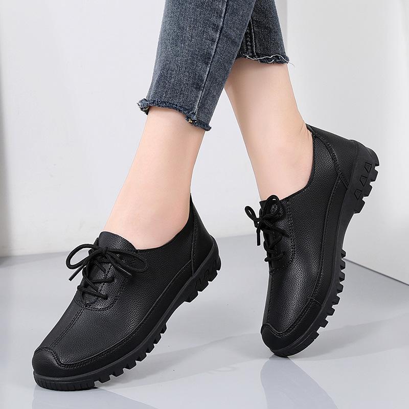 Женские мокасины из искусственной кожи для вождения, мокасины для ходьбы, повседневные удобные туфли-лоферы для женщин, на шнуровке, для бизнеса, офиса, платья, рабочая обувь