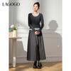 Lagogo Women's Fake Two-Piece Knit Top