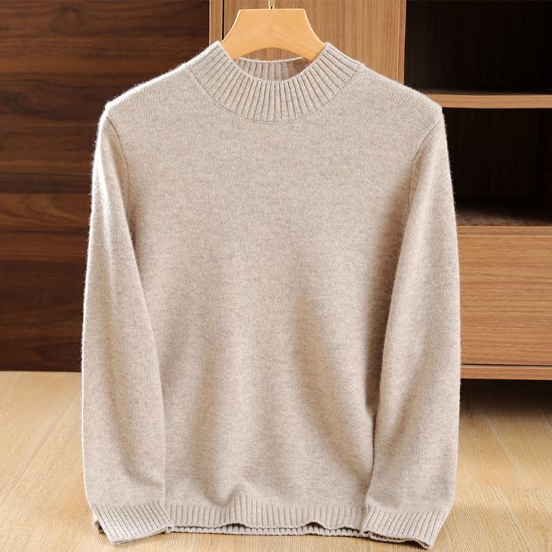 Men's Half Turtleneck Thickened Cashmere Sweater Qinghe Cashmere 30% Cashmere 70% Wool Men's Autumn and Winter Cashmere Soft and Warm
