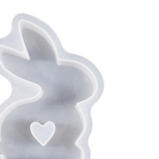 Easter Bunny Candle Silicone Mold Hollow Love Heart Non-stick DIY Homemade Aromatherapy Scented Candle Decoration Gypsum Epoxy Resin Casting Mould