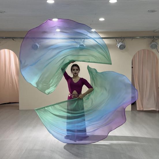 Half Circle Flag Flowing Shrittle Reflective Material Vibrant Gradient Colors Stretchable Metal Rod Lightweight Dance Flags Praise
