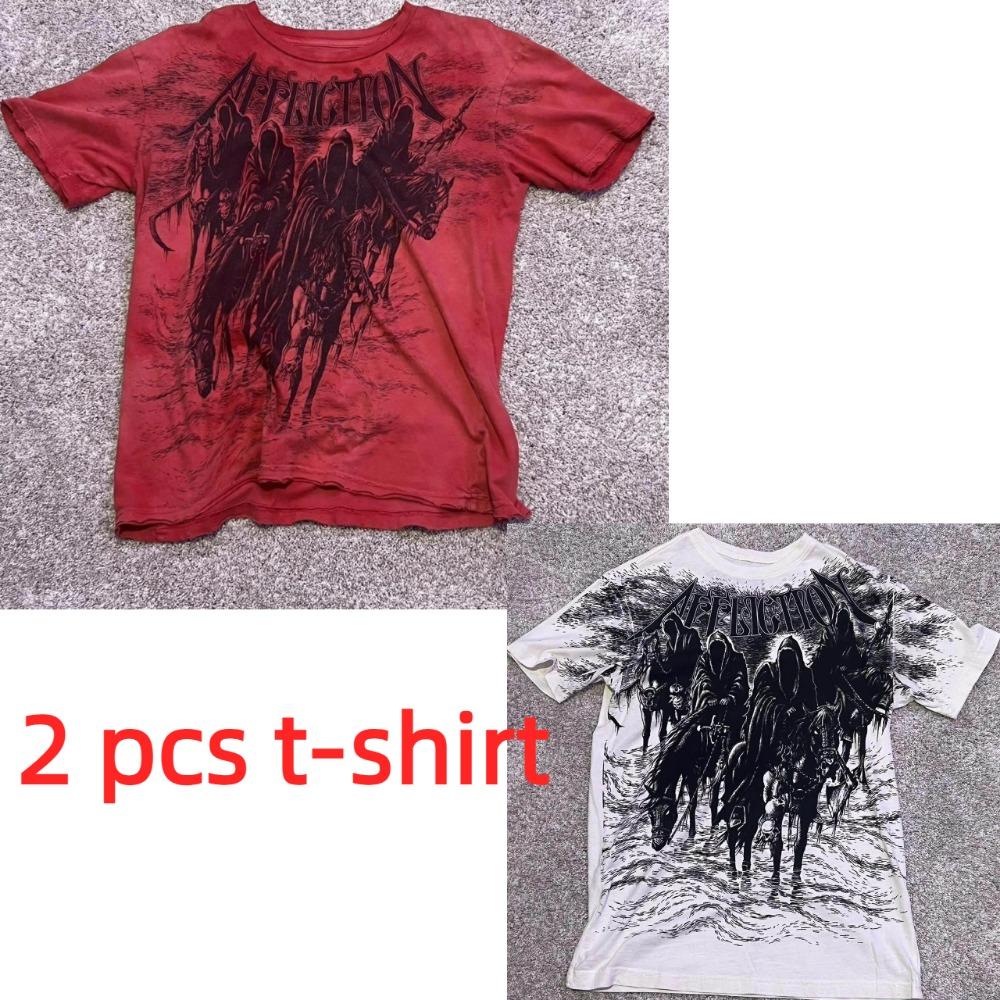 summer Affliction Vintage Tee Oversized Y2K Gothic Streetwear Men's and Women's Retro Rock Men's T-shirt Top