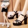 Женские сандалии Универсальный темперамент Толстые каблуки Водонепроницаемая платформа Однотонные элегантные повседневные толстые подошвы Высокие каблуки Прямая поставка Оптовая продажа