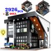 Modern Coffee Shop Model City Architecture Street View Building Blocks Cafe Construction Set Bricks Assembled Toys Gifts