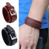 Faux Leather Men Bracelet Retro Luxury Elegant Punk Adjustable Pin Buckle Comfortable Solid Color Male Cuff Bangle Fashion Accessories Gift