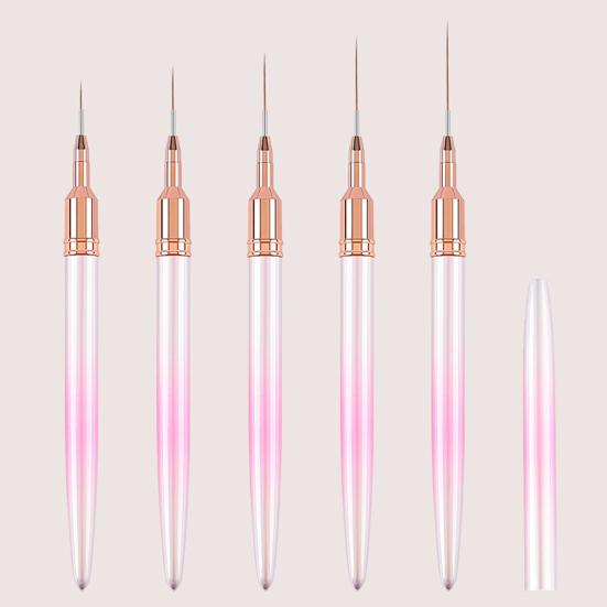 5Pcs Nail Painting Pen Elongated Lines DIY Nylon Wool Durable Manicure Edge Puller Set Polish Salon