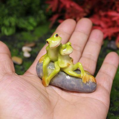1 шт. Миниатюрная фигурка пары лягушек ручной работы, полимерная смола, животное, садовый декор, романтический DIY акцент для аквариума и комнаты, аксессуар для аквариума