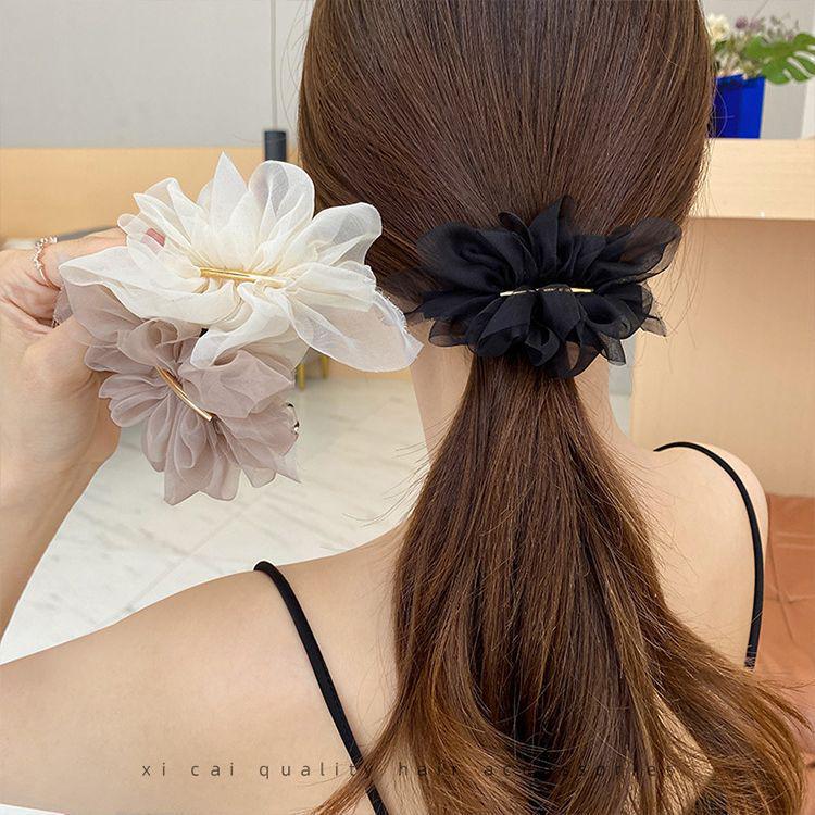 Elegant Chiffon Flower Hairpin for Women - Summer Ponytail Clip & Headdress