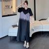 MODIQUE Summer Plus Size New Women Loose Casual Bust Drill Setting T-shirt Long Dress Female Elegant Short Sleeve O-Neck Dresses