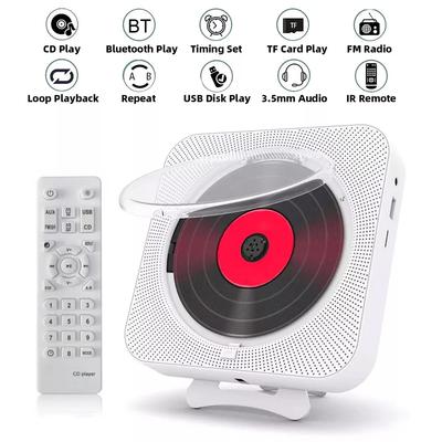 Портативный проигрыватель компакт-дисков Bluetooth-динамик Стерео проигрыватели компакт-дисков Светодиодный экран Настенный музыкальный проигрыватель компакт-дисков с ИК-пультом дистанционного управления FM-радио