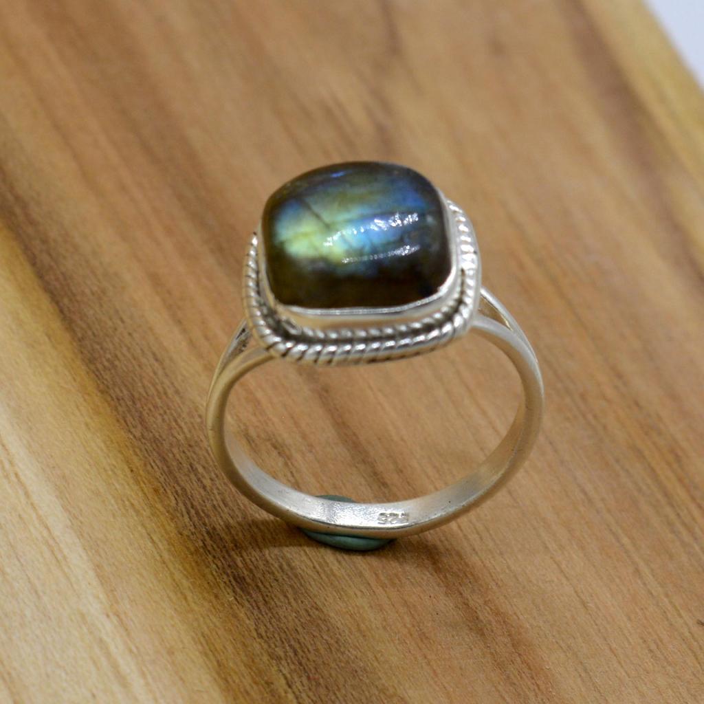 Женское кольцо из стерлингового серебра 925 пробы с лабрадором, кольцо ручной работы с драгоценным камнем