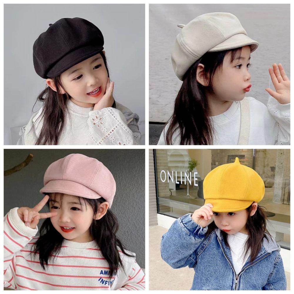 Flat Kids Berets Cap Y2K Children Newsboy Cap Soft Octagonal Hat Boys