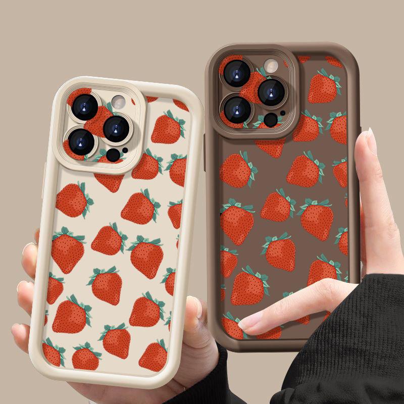 Роскошный чехол для телефона с фруктовым узором для iPhone 16 16e 15 14 13 12 Pro Max Plus 11 Прозрачный ТПУ Противоударный чехол
