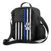 Thin Blue Line American Flag Lunch Bag with Adjustable Shoulder Strap Dog Paw Insulated Lunch Box Cooler Thermal Lunch Tote Bag