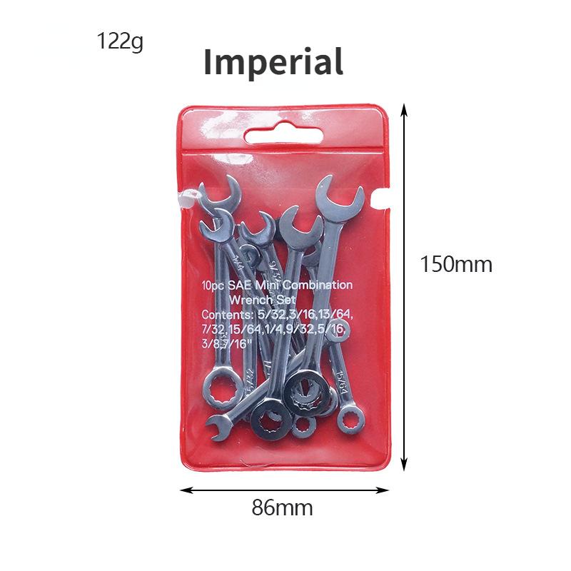 Allsome 10pcs Mini Spanner Wrenches Set Hand Tool Key Ring Spanner Explosion-proof Pocket British/Metric Type Wrenches