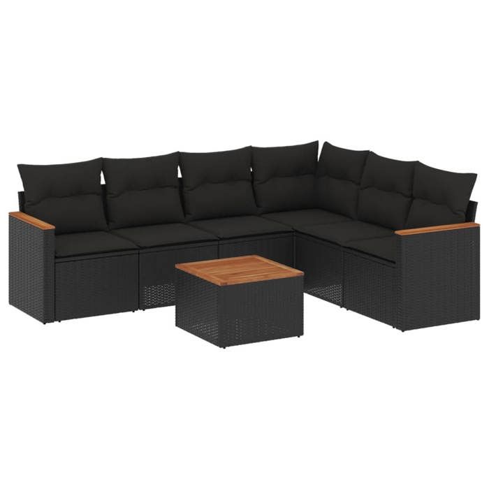 VidaXL Salon de Jardin avec Coussins 7 pcs, Canapés de Terrasse, Ensemble de Meubles de Patio, Mobilier d'Extérieur, Noir 3258408
