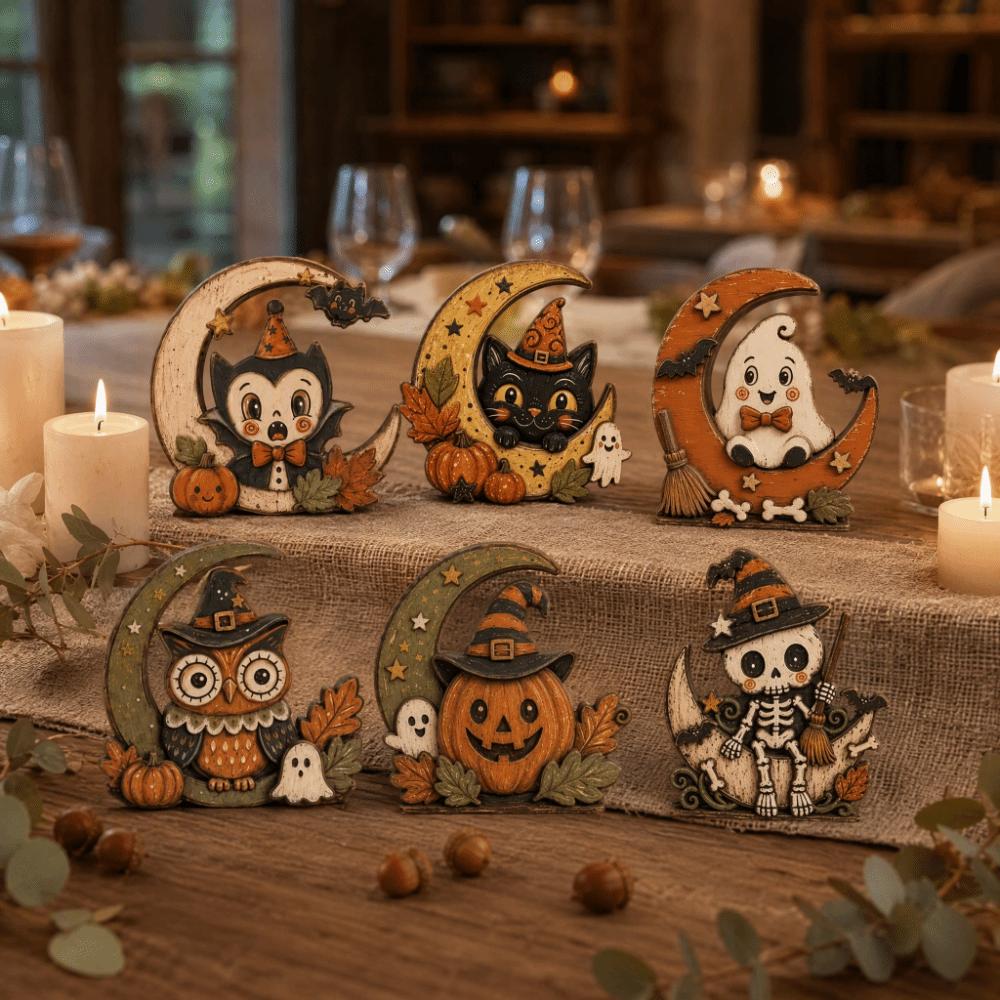Plywood Halloween Wooden Decoration Vintage Halloween Tiered Tray Decor  Indoor