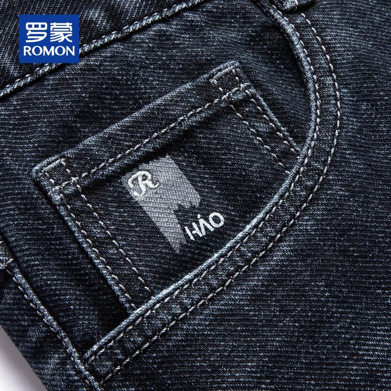 ROMON Мужские плотные осенне-зимние эластичные джинсы прямого кроя