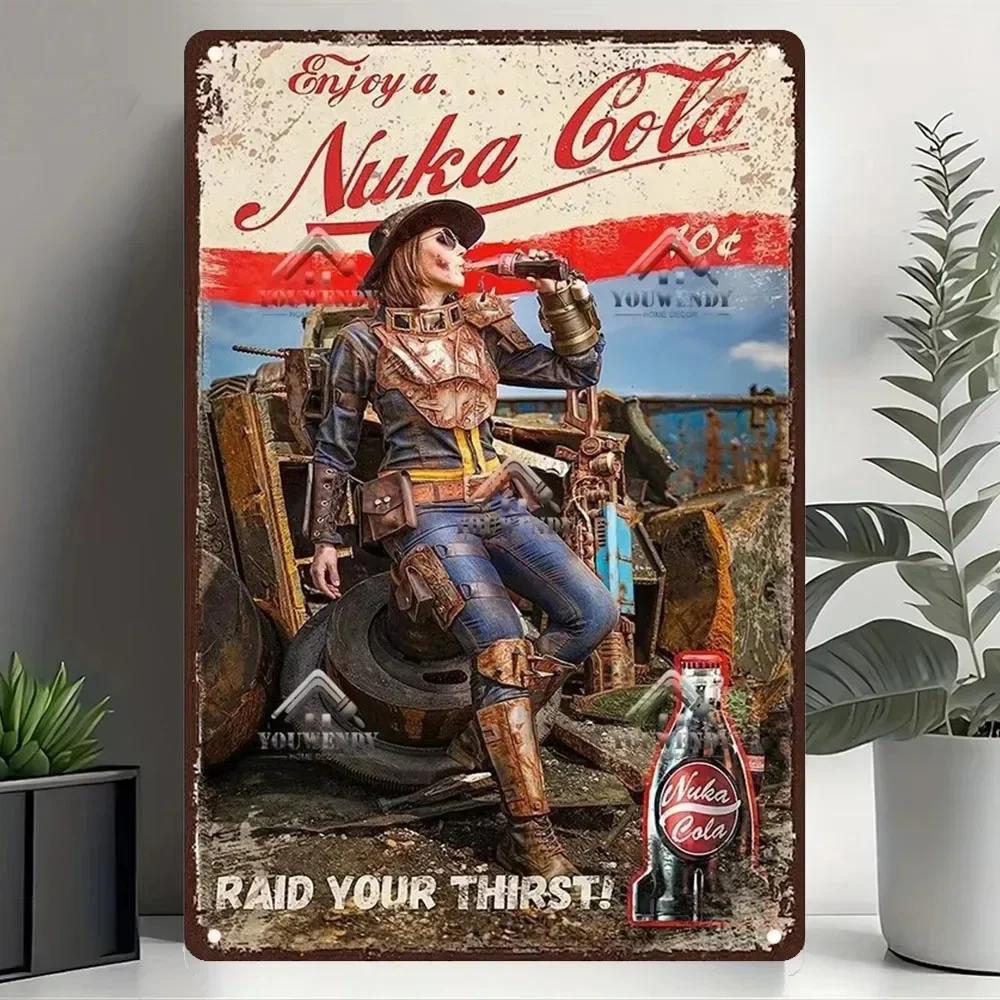 Металлическая табличка с постерами напитка Nuka Cola - Идеальный декор для стены паба, игровых зон, ретро-игровой тематики, металлическое искусство