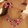 Многоцветные серьги с подходящим ожерельем Модные цветы баухинии Кристальный циркониевый набор Свадебное ожерелье Женский циркон