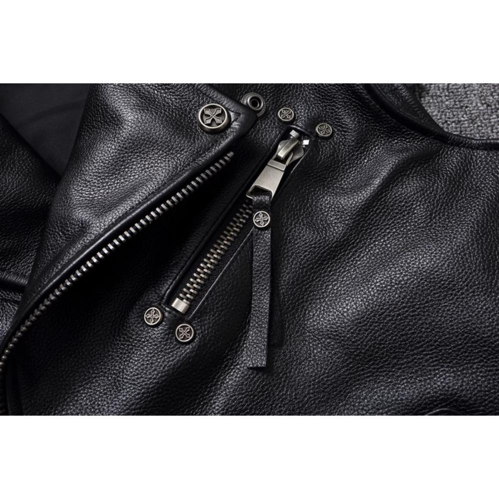 Chinese Size Biker Vest Top Layer Cowhide Leather Vest Men's Slim Short Motorcycle Clothing Riding Jacket Sleeveless Genuine Cow Club Vest